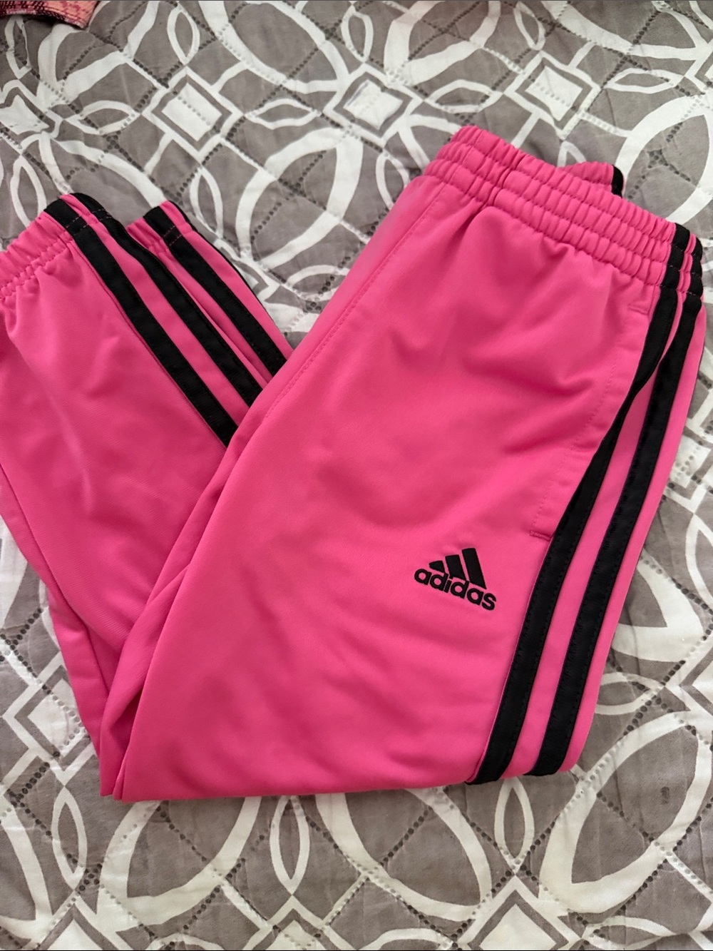 adidas Pink Joggers with Black 3-Stripes